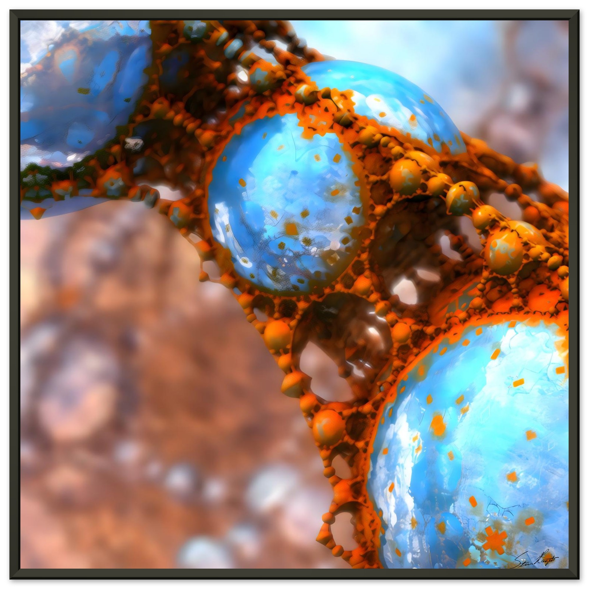 Mandelbrot’s Marbles - Premium Paper Metal Framed Fractal Art 20x20″