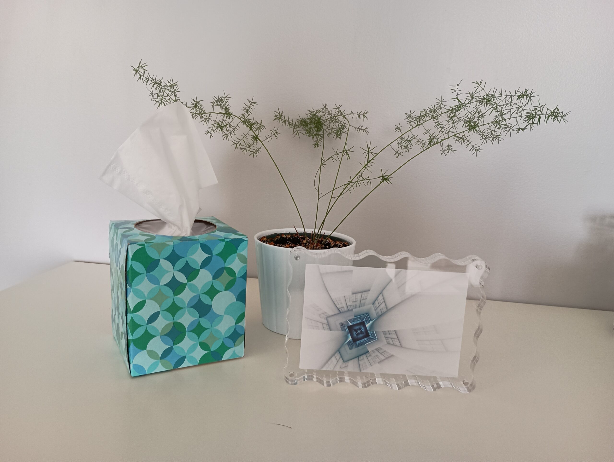 Scallop Edge Free Standing Acrylic 4x6 Double-sided Frame with 2 Fractals